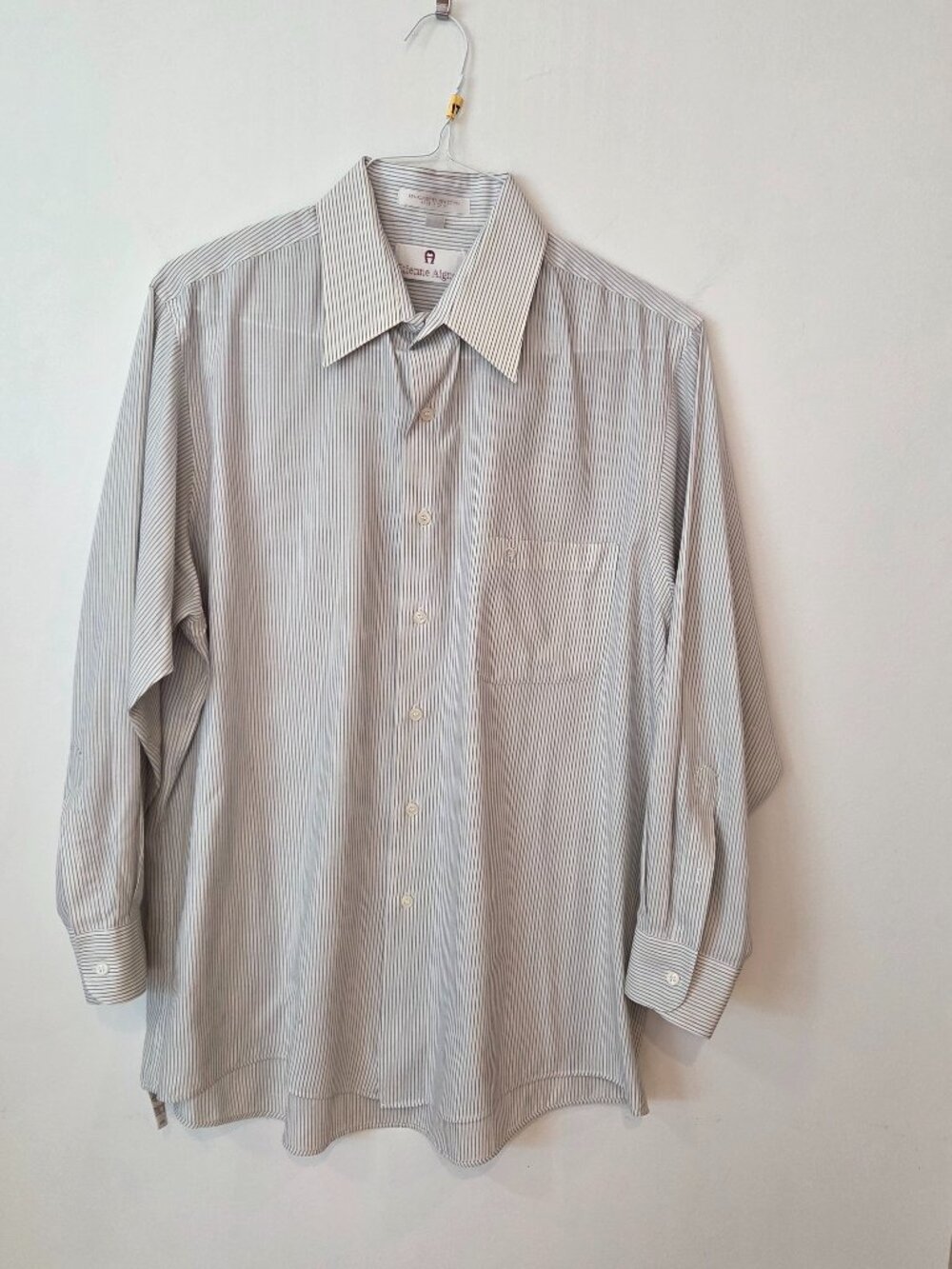 Etienne Aigner Blue White Striped Dress Shirt 16.5 32/33 Button Down